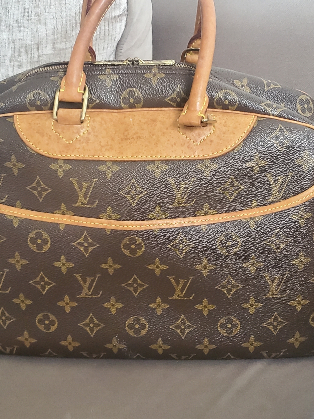 Louis Vuitton Brown Deauville Leather Bag Womens Authentic